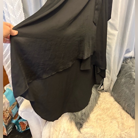 1/2off Express black midi Wrap Dress Size small High Low Wedding Guest - Picture 3 of 8